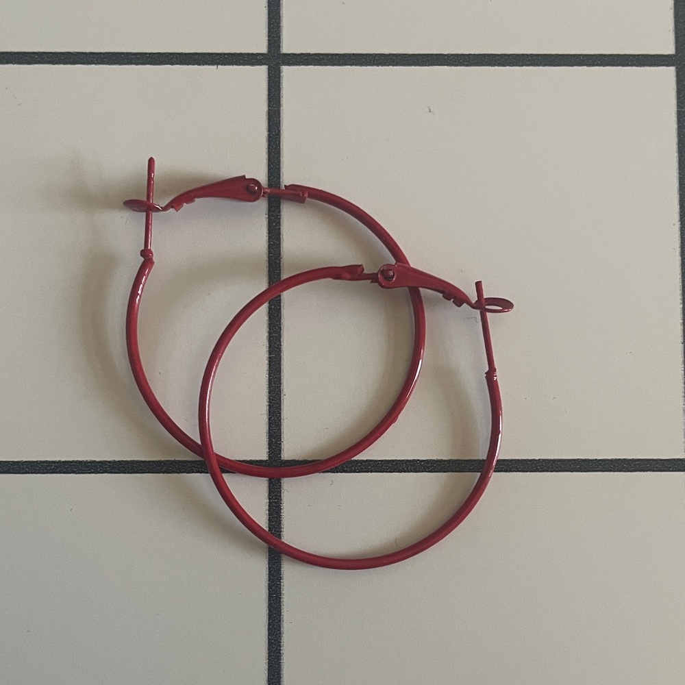 Red Hoop Earrings
